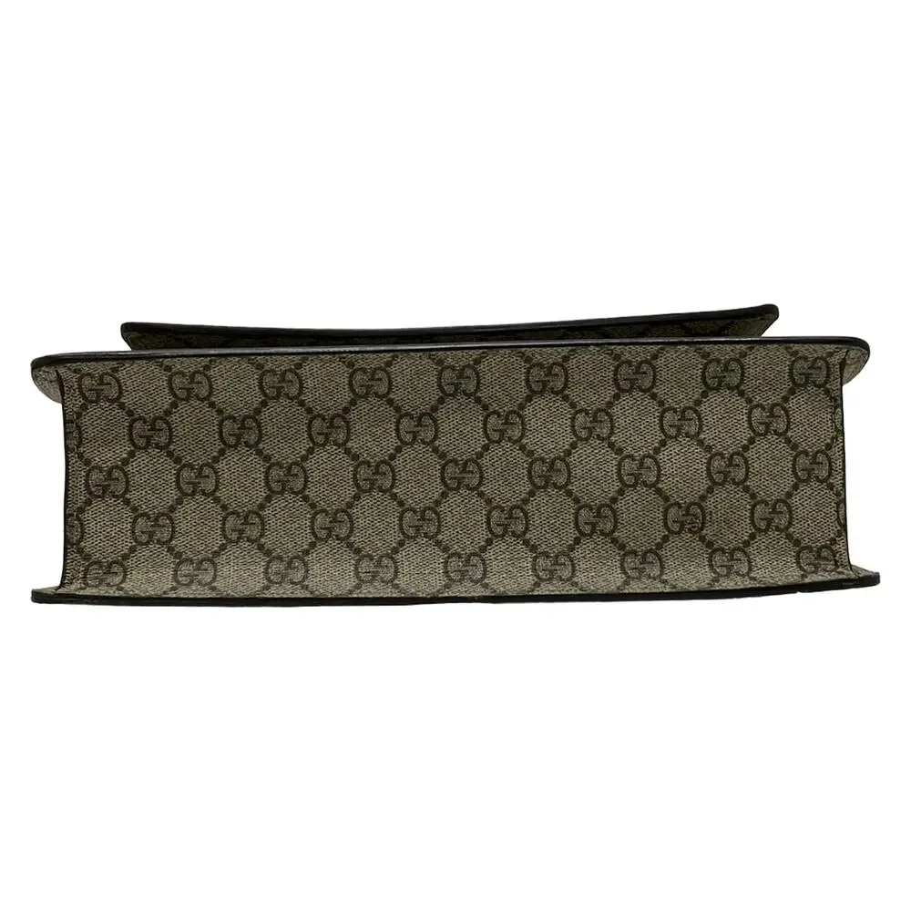 Gucci GG Plus/GG Supreme Handbag 223650 Beige Dark Brown PVC Leather
